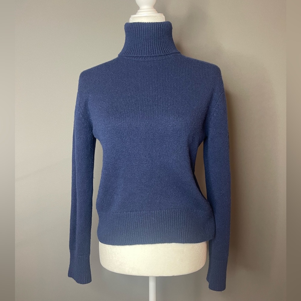 Cashmere Frame Denim brand Navy Turtleneck Sweater